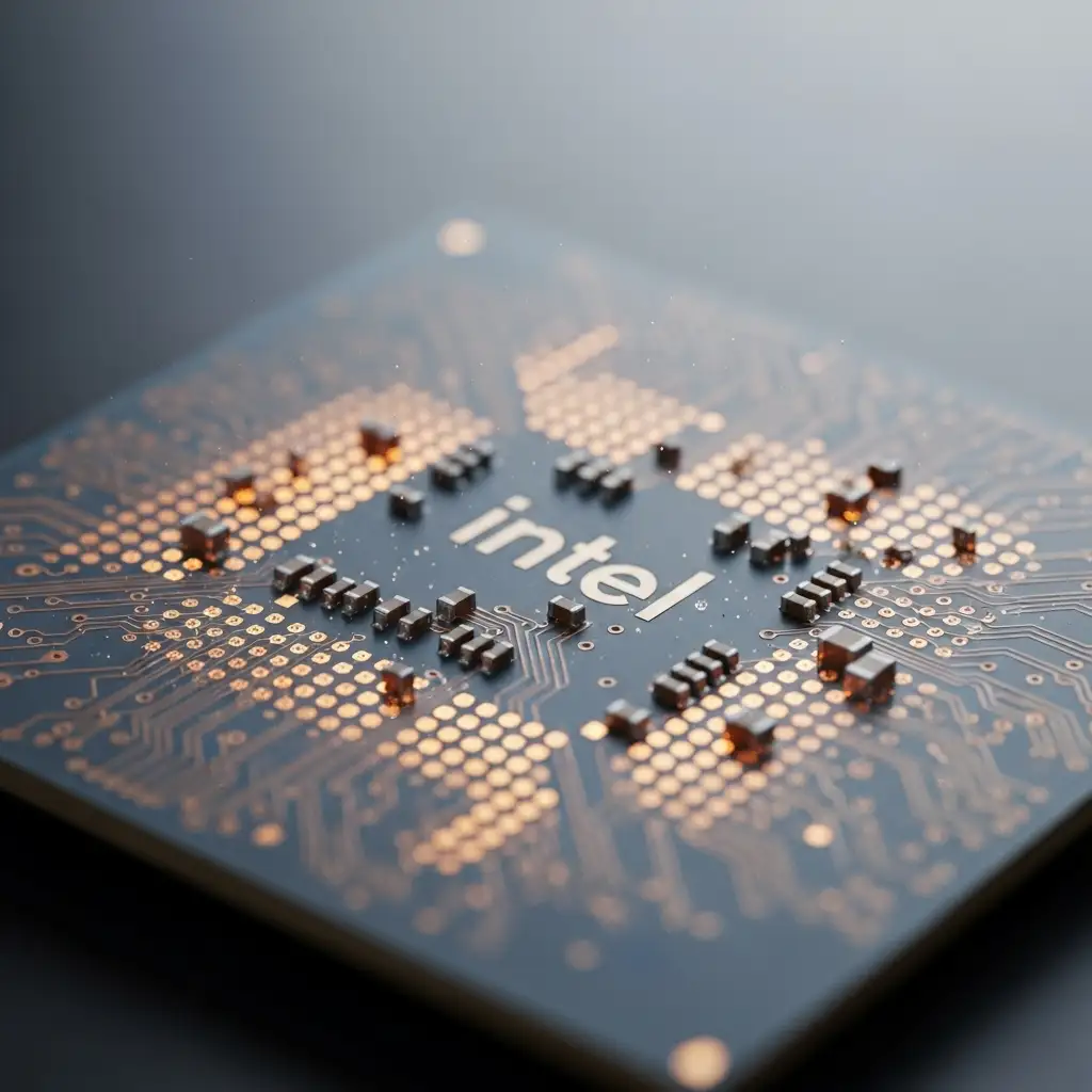 Intel logo with microchip and Maharashtra map in background