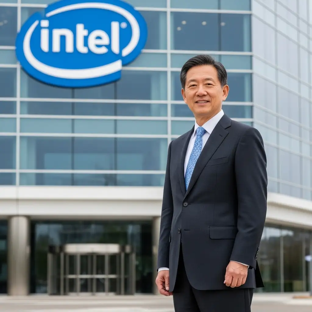 Intel logo with microchip and Maharashtra map in background