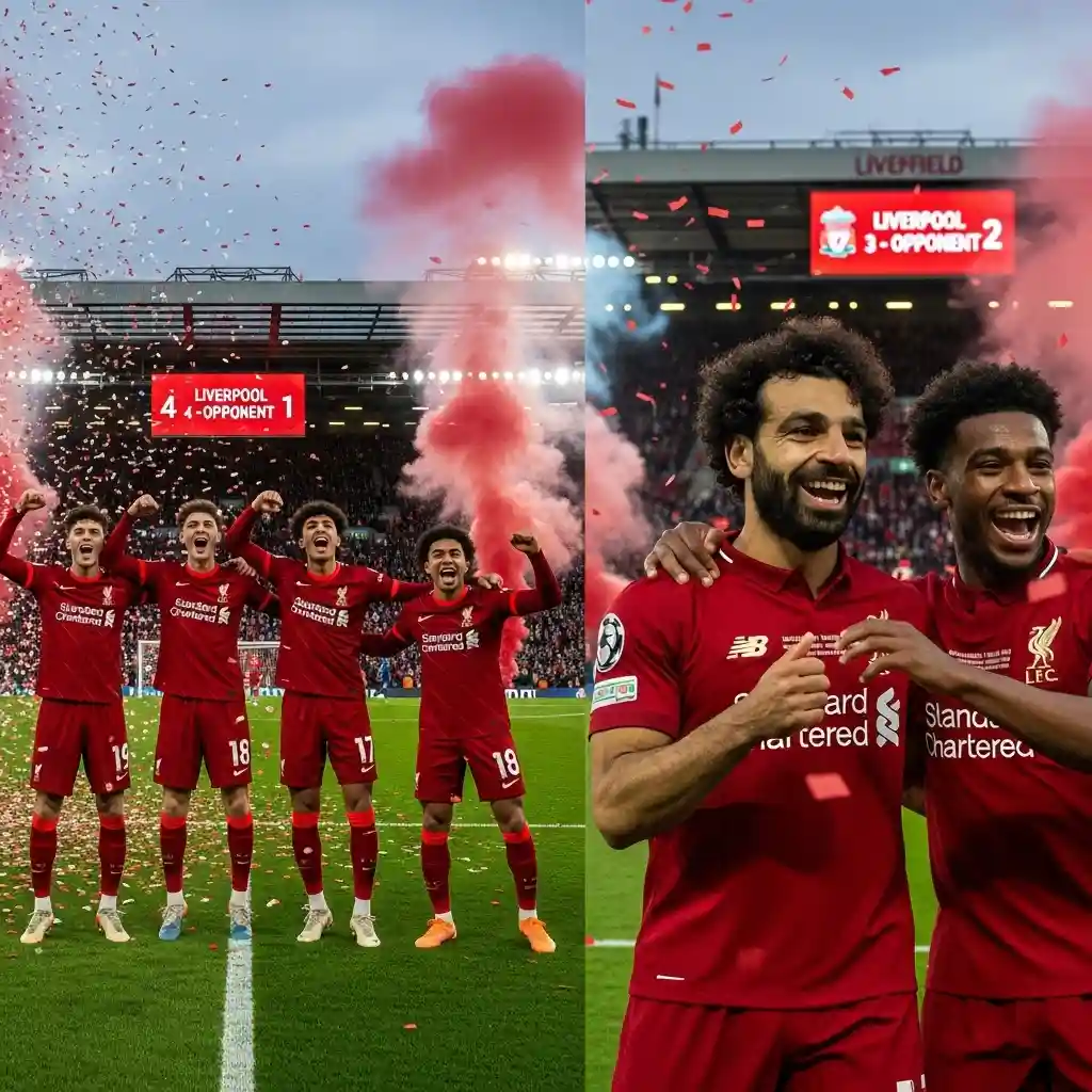 Liverpool’s Rio Ngumoha celebrates after scoring in pre-season friendly vs Athletic Club at Anfield – August 2025