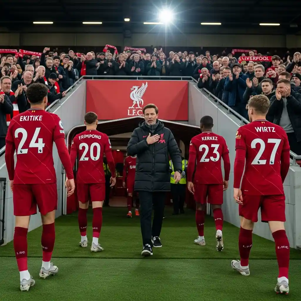 Liverpool’s Rio Ngumoha celebrates after scoring in pre-season friendly vs Athletic Club at Anfield – August 2025